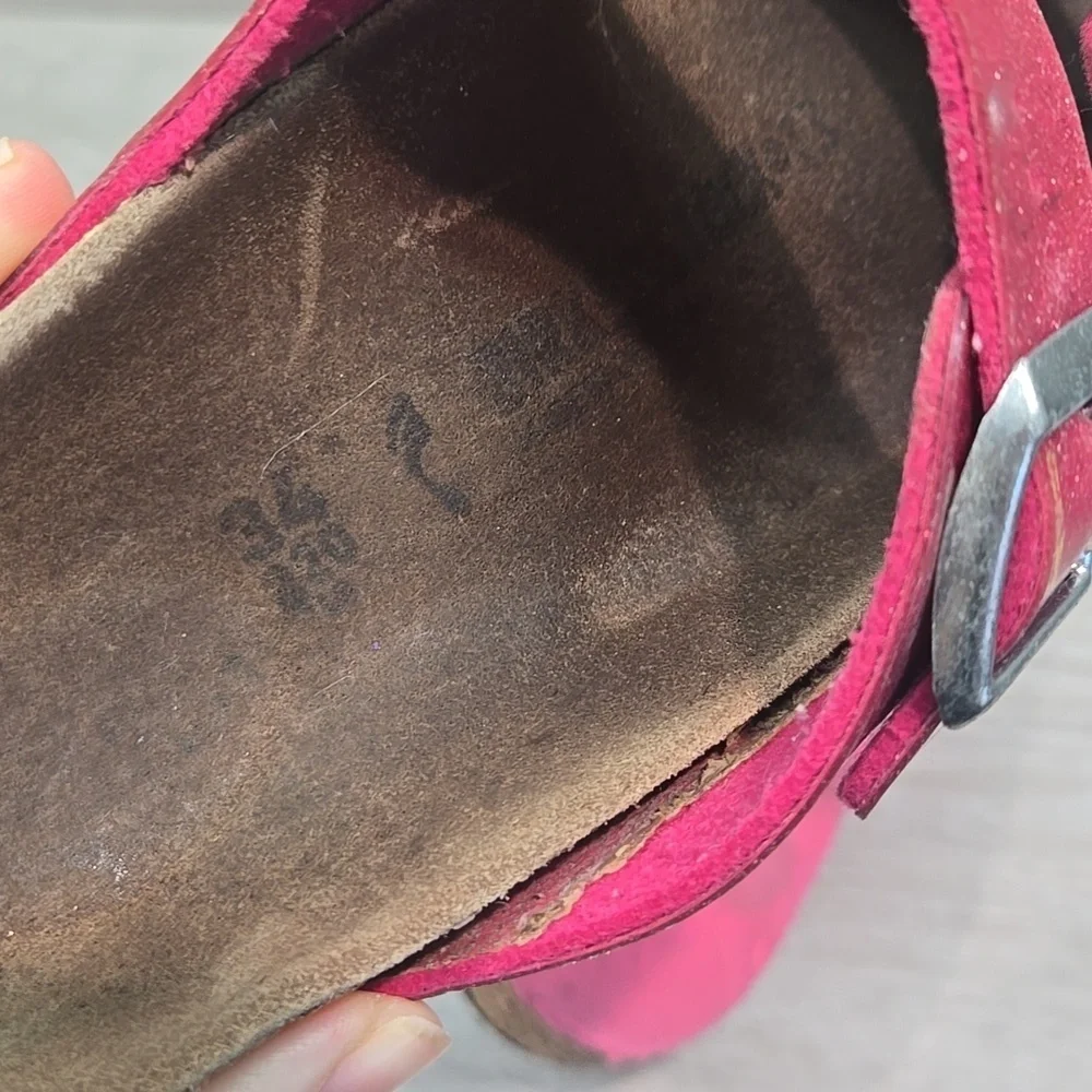 Birkenstock Women Glittery Pink Kids Girl Sandals Slide Shoes 34/3 Narrow